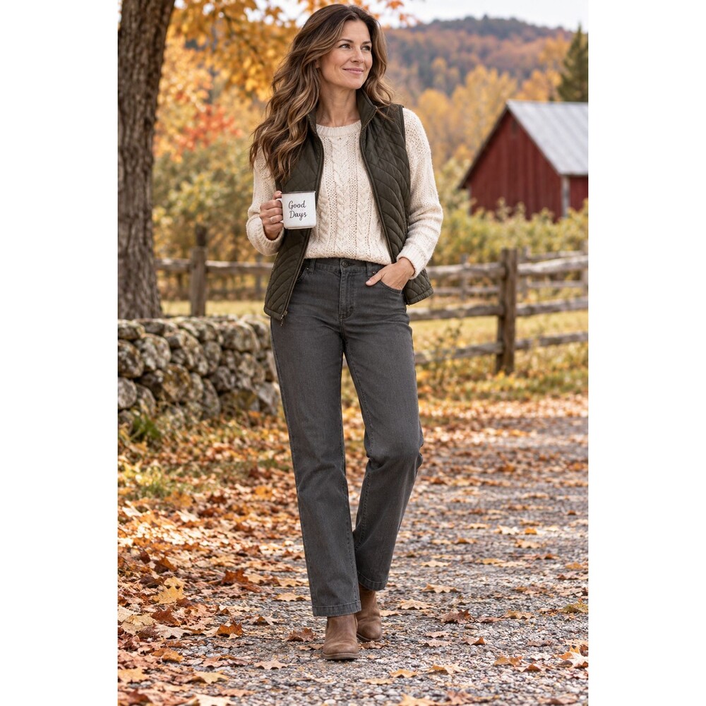 Lee Riders Women's Pants 12M Gray Straight Leg Stretch Herringbone Cotton Blend
